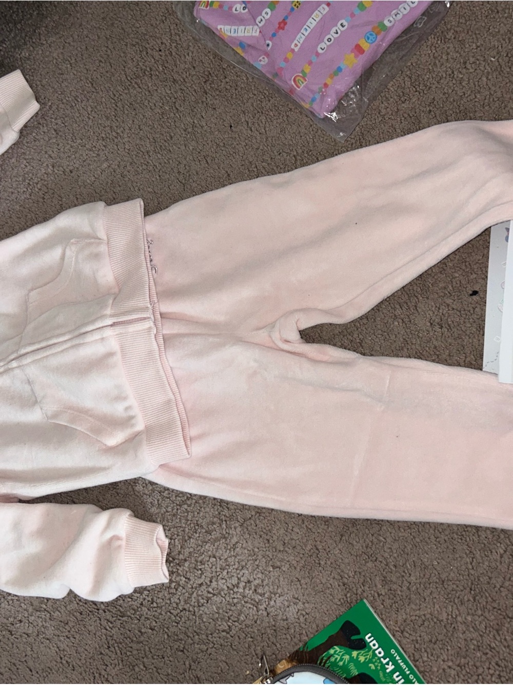 Juicy Couture Light Pink Kids Velour Joggers
